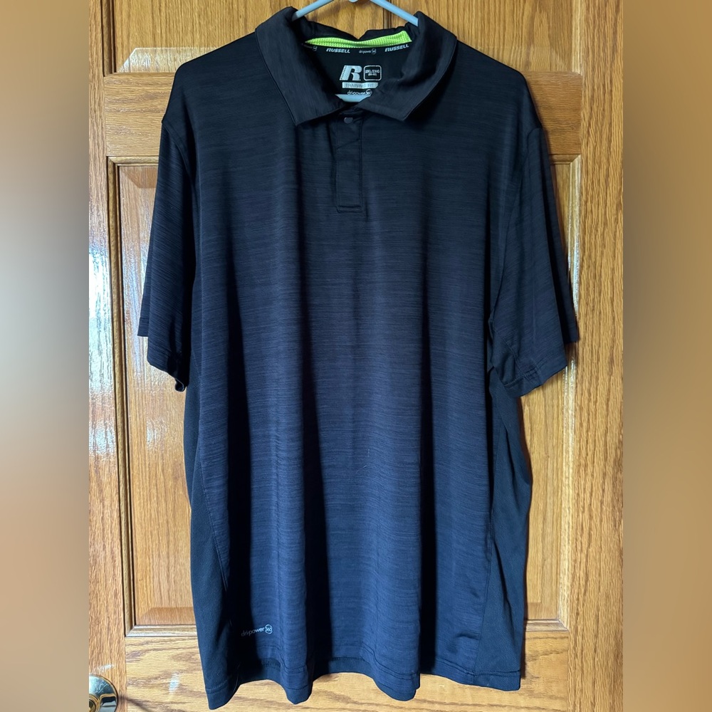 Russell Athletic Black Polo Shirt Casual Short-Sleeved